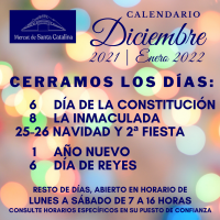 Calendario y horario especial Navidad 2021